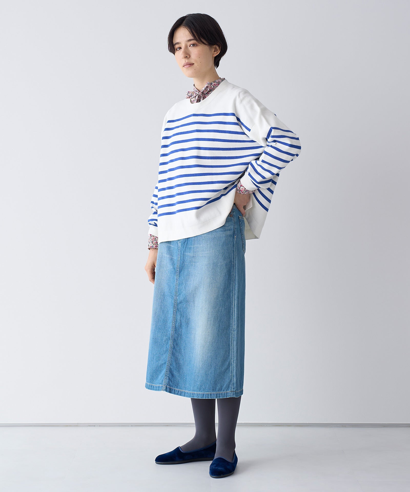 【Caqu】FS 3/4 Skirt - LA MARINE FRANCAISE＠サックス：H166 着用サイズ：1