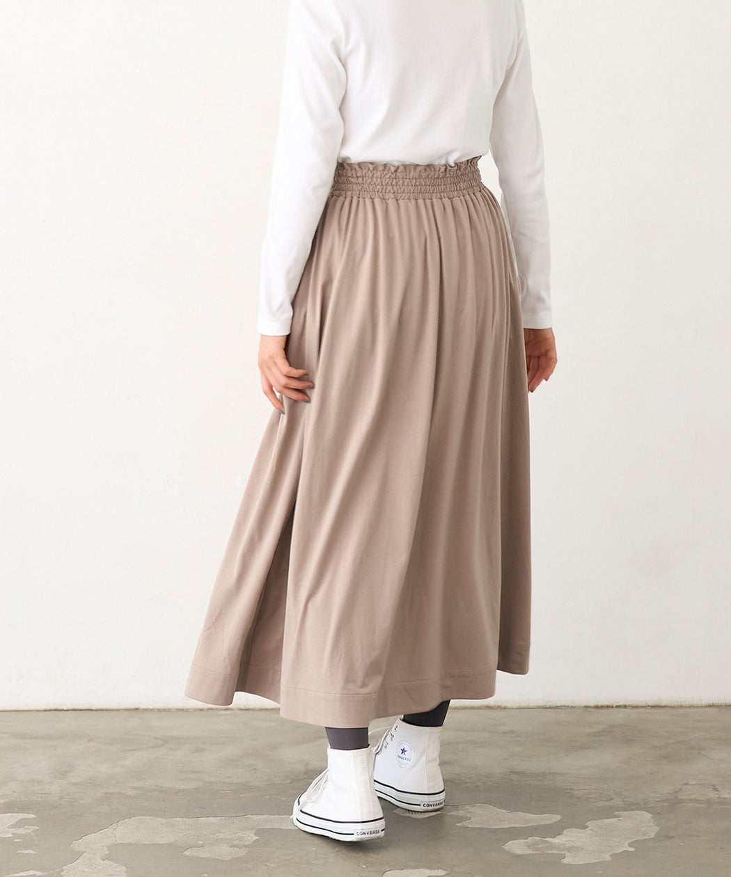 【予約】スウェード天竺ギャザースカート - LA MARINE FRANCAISE＠ベージュ：H166 着用サイズ：F