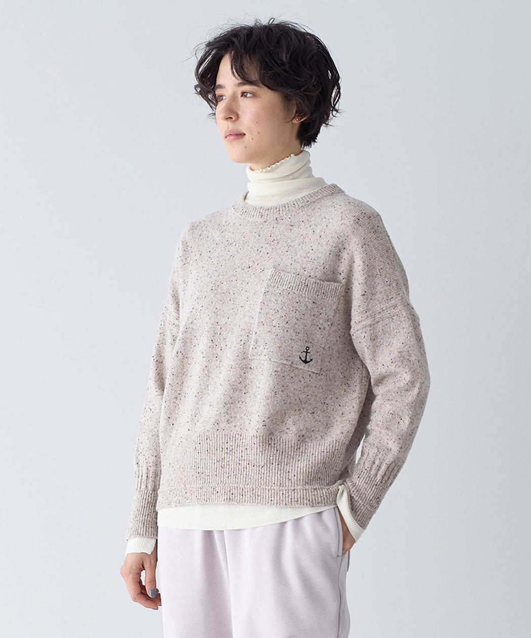 ポケット付きクルーネックニット - LA MARINE FRANCAISE＠ベージュ：H166 着用サイズ：1
