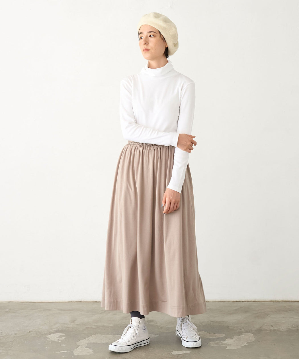 【予約】スウェード天竺ギャザースカート - LA MARINE FRANCAISE＠ベージュ：H166 着用サイズ：F
