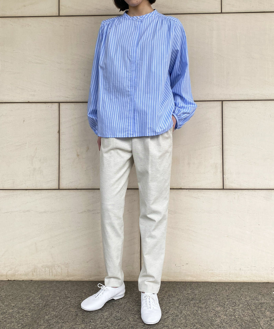 リネンライクテーパードパンツ - LA MARINE FRANCAISE＠着用スタッフ：160cm 　着用サイズ：0
