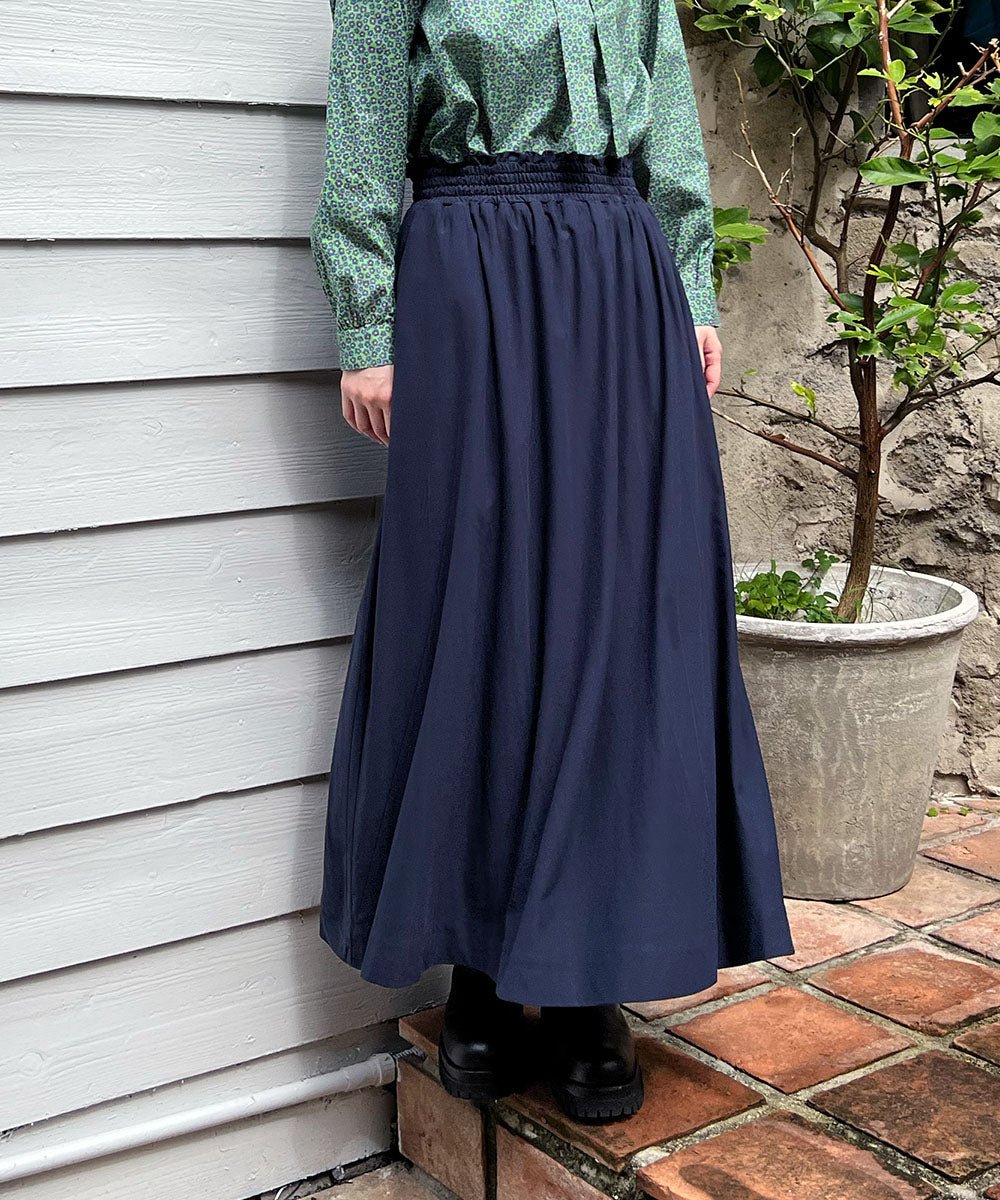 スウェード天竺ギャザースカート - LA MARINE FRANCAISE＠ネイビー：H160 着用サイズ：F