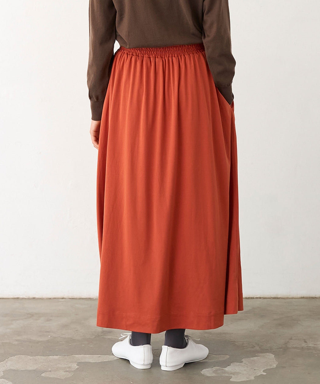 【予約】スウェード天竺ギャザースカート - LA MARINE FRANCAISE＠オレンジ：H166 着用サイズ：F